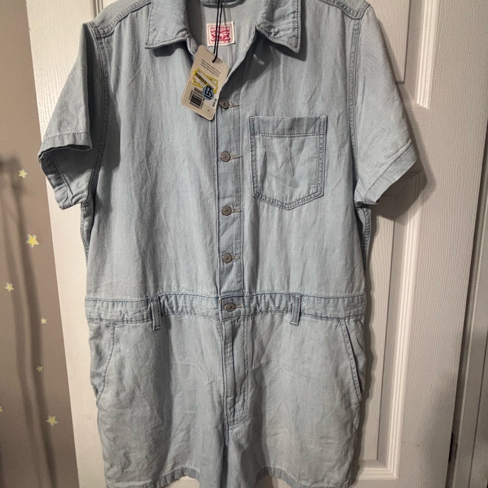 Light Blue Levi’s Denim Short Sleeve Jumpsuit